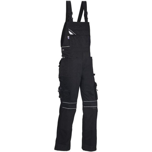 PKA Arbeitslatzhose Black Revolution, Herren Latzhose mit reflektierenden Applikationen