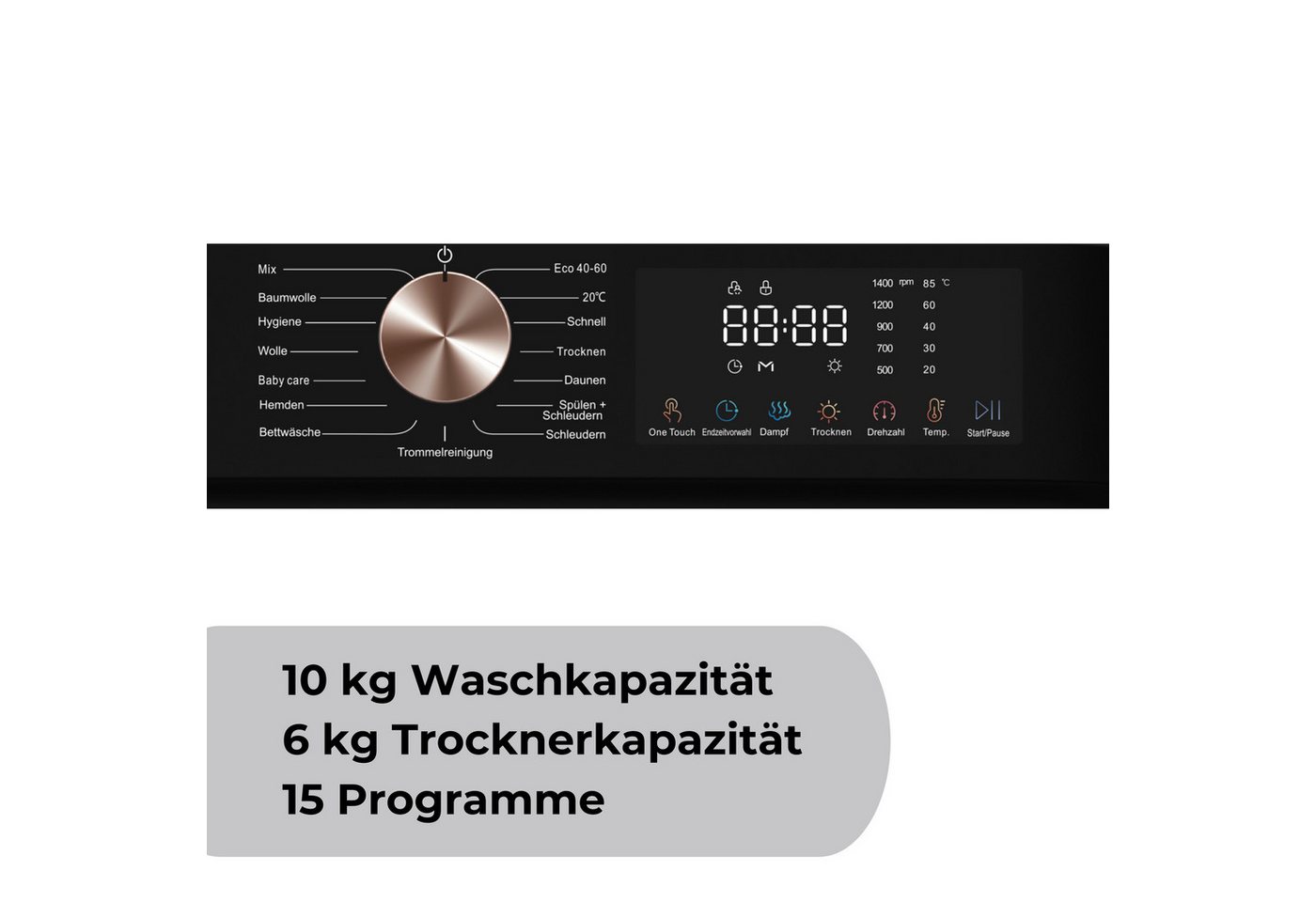 PKM Waschtrockner WT10+6-TC-AD, 10 kg, 6 kg, ECO-Funktion – Bild 2 von 5