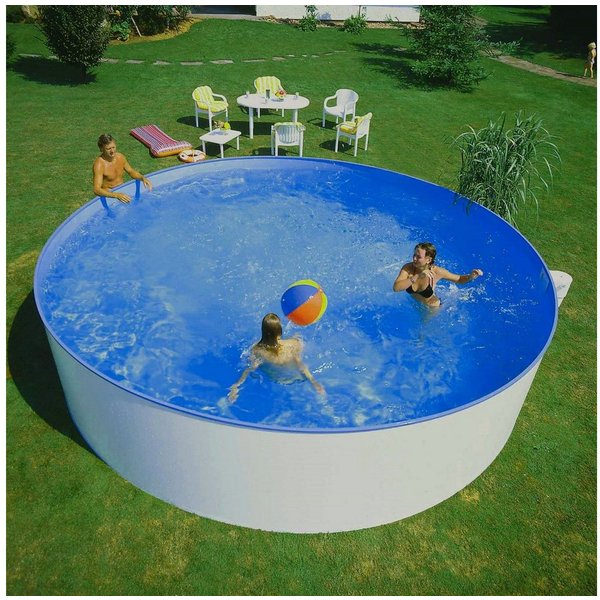 Planet Pool Rundpool Stahlwandpool rund 360x84 cm, Stahl 0,3 mm weiß, F (Einzelbecken, 1-tlg), verzinkte Stahlwand