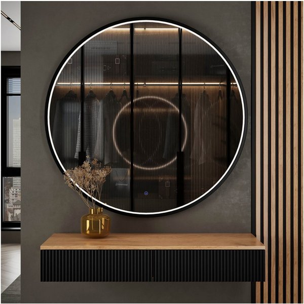 Planetmöbel Konsolentisch AMYRA Flurtisch 100 cm, VELUNA Spiegel mit Beleuchtung 60 - 100 cm (Konsolentisch 100 cm, 2-St., inkl. Spiegel mit Beleuchtung rund 10