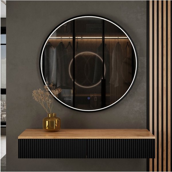 Planetmöbel Konsolentisch AMYRA Flurtisch 100 cm, VELUNA Spiegel mit Beleuchtung 60 - 100 cm (Konsolentisch 100 cm, 2-St., inkl. Spiegel mit Beleuchtung rund 80