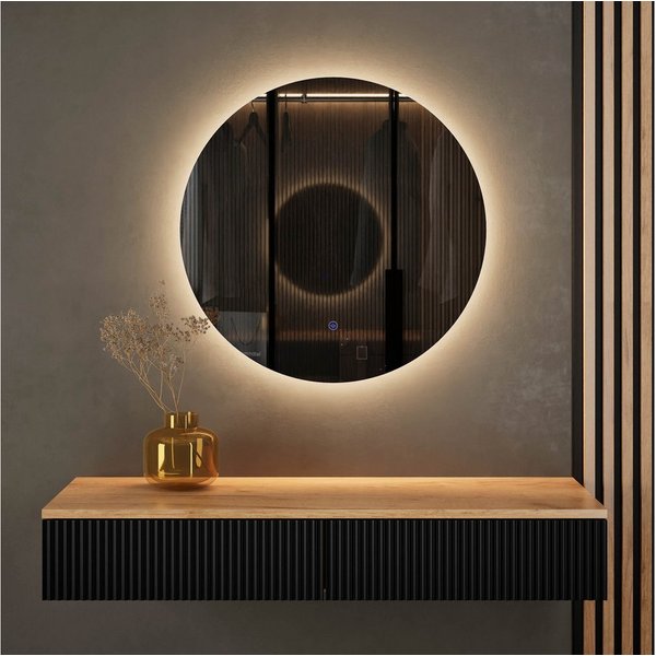 Planetmöbel Konsolentisch AMYRA Flurtisch 100 cm, NOVA Spiegel mit Beleuchtung 60 - 100 cm (Konsolentisch 100 cm, 2-St., inkl. Spiegel mit Beleuchtung rund 60x6
