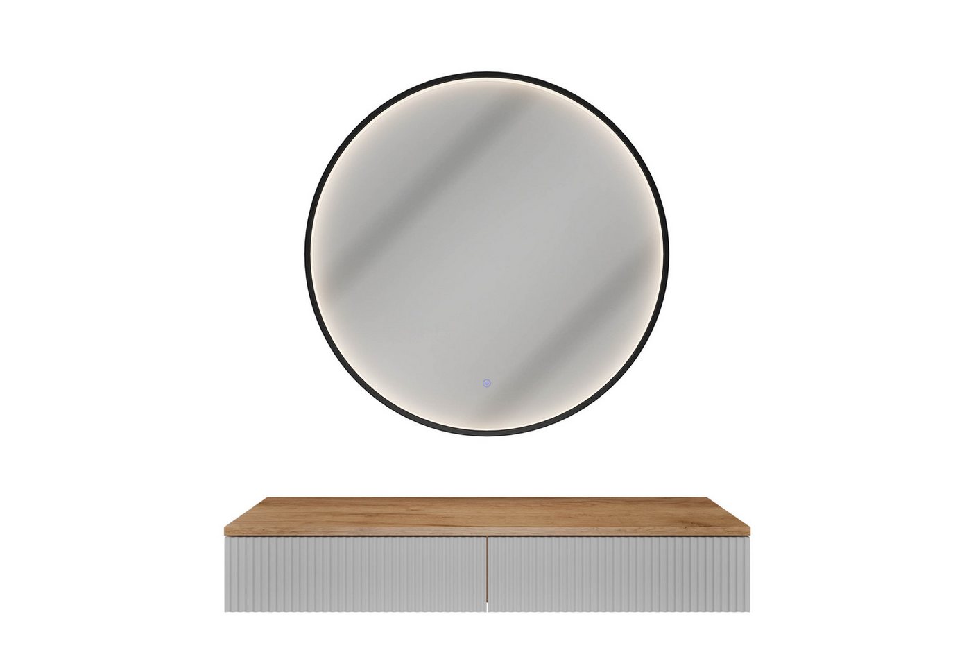 Planetmöbel Konsolentisch AMYRA Flurtisch 100 cm, VELUNA Spiegel mit Beleuchtung 60 - 100 cm (Konsolentisch 100 cm, inkl. Spiegel mit Beleuchtung rund 80x80 cm) – Bild 2 von 5