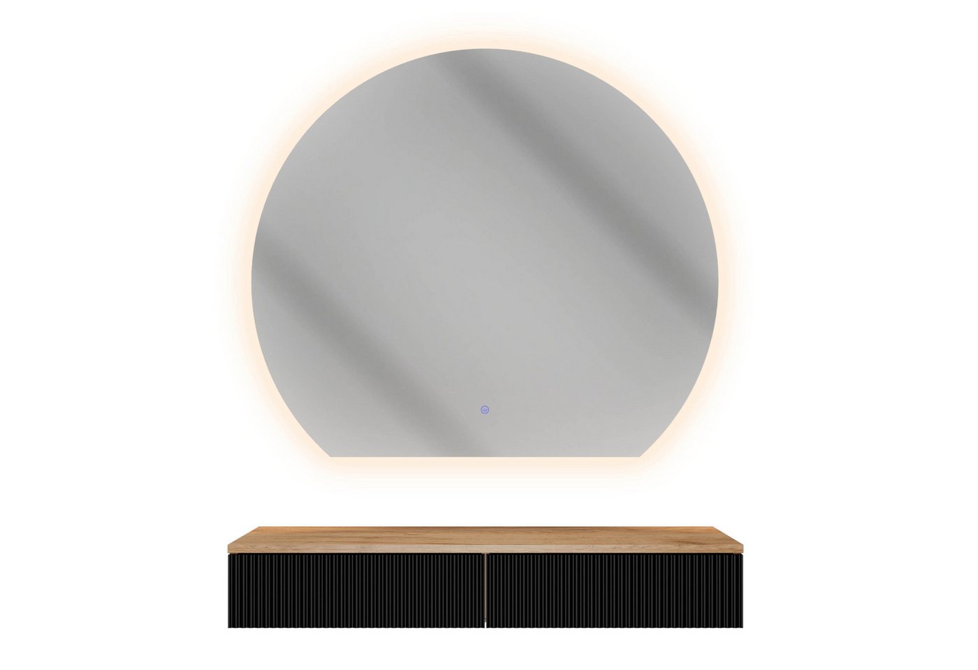 Planetmöbel Konsolentisch AMYRA (Konsolentisch 100 cm, inkl. Spiegel mit Beleuchtung rund 100x90 cm), Wandkonsole & Wandspiegel Flur Set – Bild 5 von 5