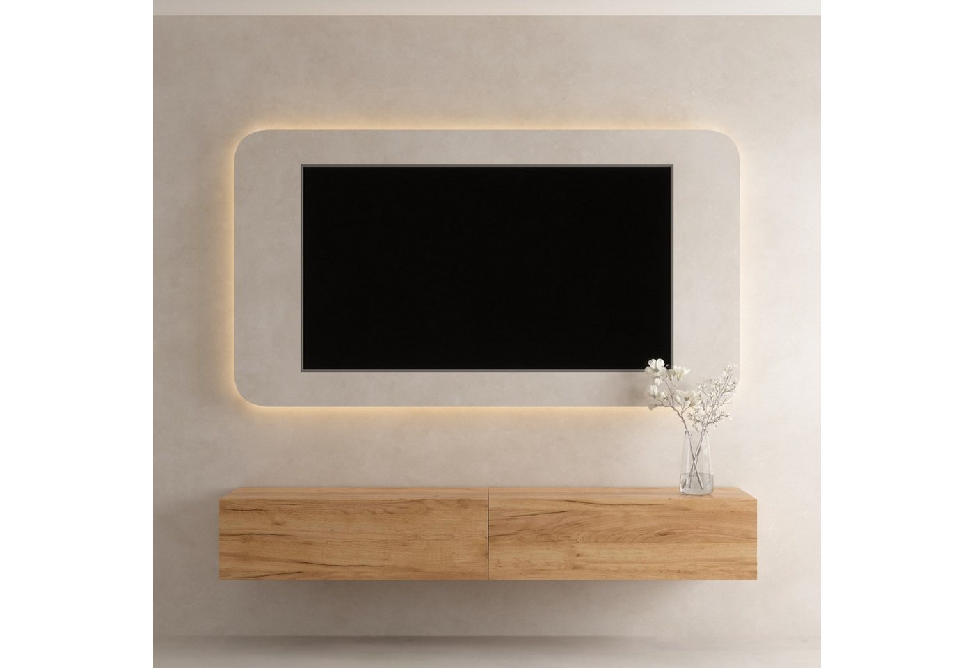 Planetmöbel TV-Schrank West TV-Board, Fernsehtisch 200 cm lang, TV-Lowboard (für Fernseher bis 55 Zoll, TV Schrank viel Stauraum, 2-St., sideboard hängend, Fern – Bild 3 von 5