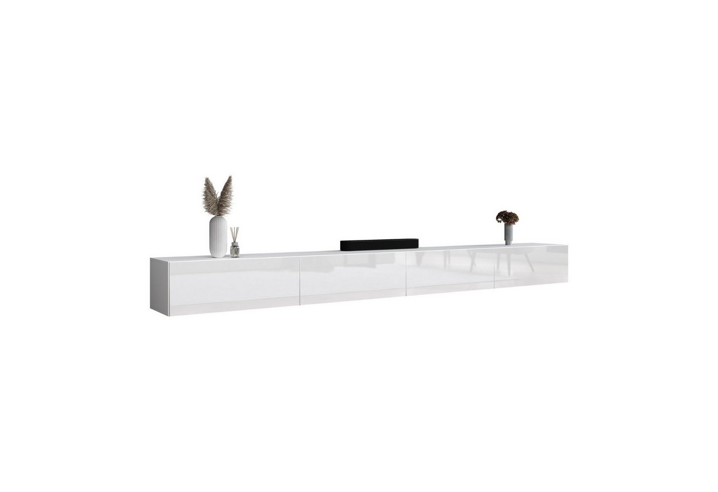 Planetmöbel TV-Schrank West TV-Board, Fernsehtisch 320 cm lang, TV-Lowboard (für Fernseher bis 75 Zoll, TV Schrank viel Stauraum, 2-St., sideboard hängend, Fern – Bild 2 von 5