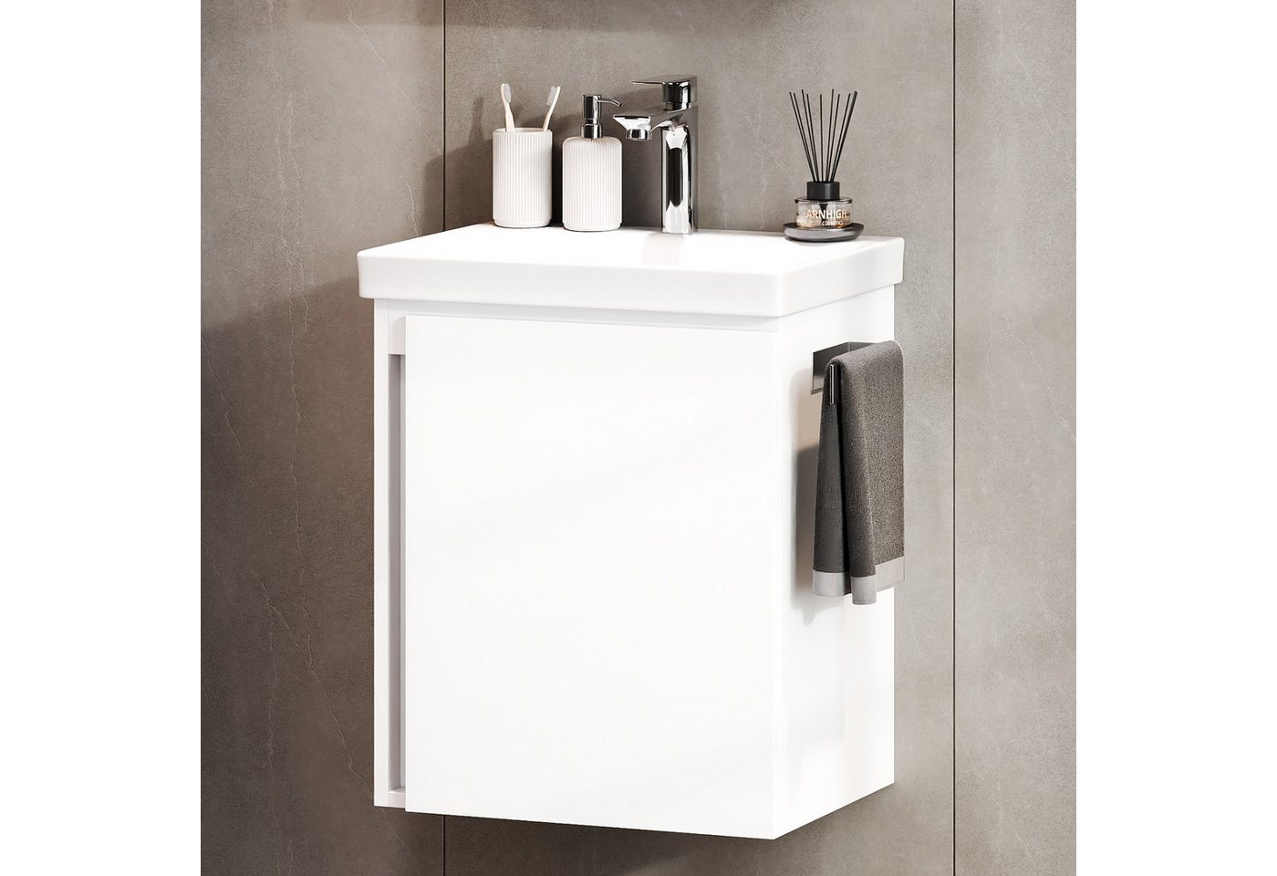 Planetmöbel Waschtisch-Set Unterschrank mit Waschbecken 50cm mit Armatur, (Badezimmerschrank, Waschbecken) – Bild 2 von 5