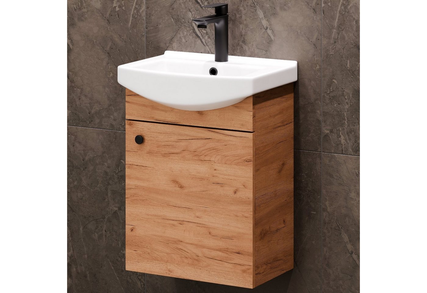 Planetmöbel Waschtisch Waschtischunterschrank 45cm Gold Eiche – Bild 2 von 5