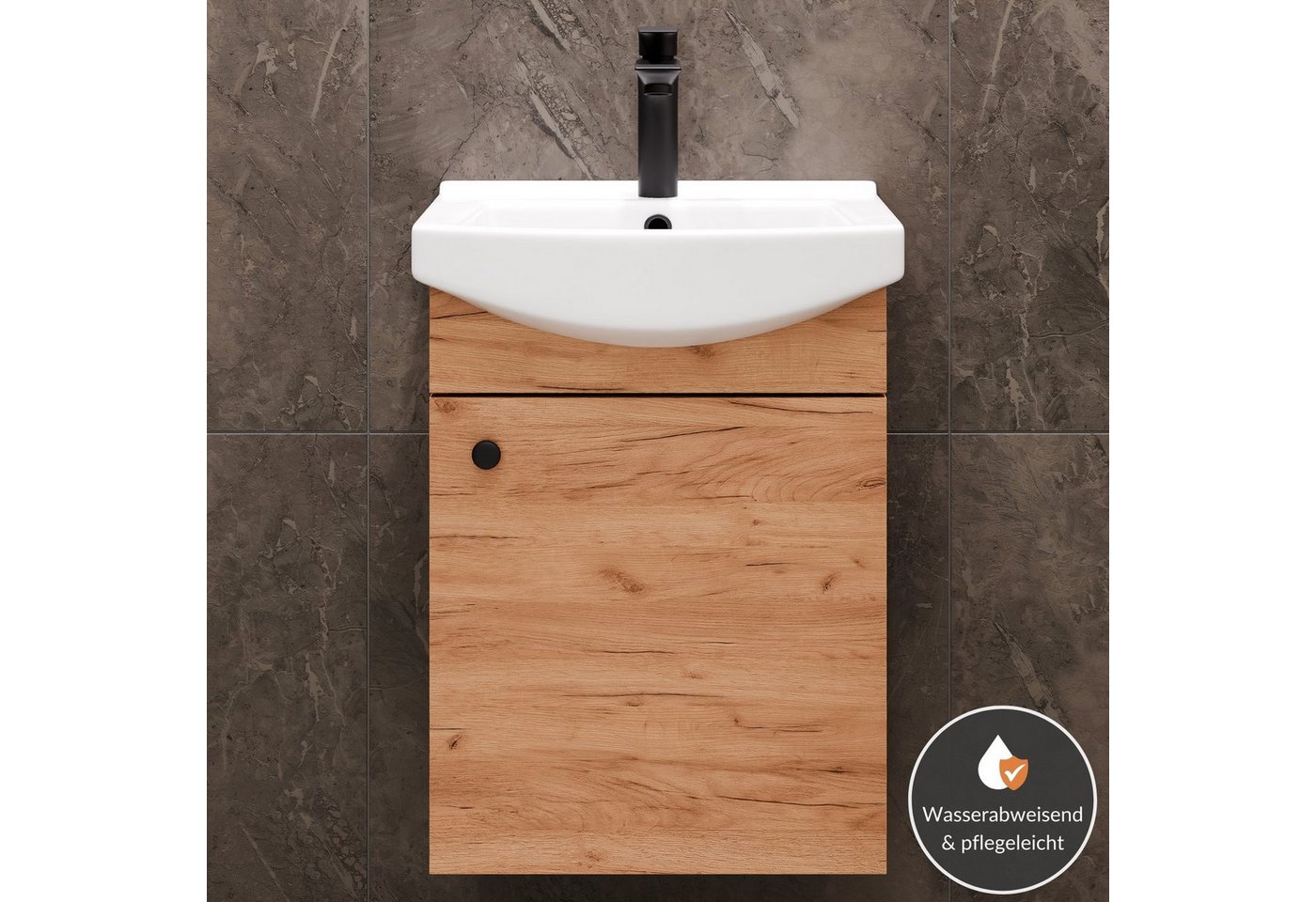 Planetmöbel Waschtisch Waschtischunterschrank 45cm Gold Eiche – Bild 5 von 5