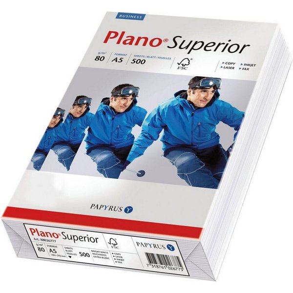 PLANO Druckerpapier Superior, Format DIN A5, 80 g/m², 165 CIE, 500 Blatt