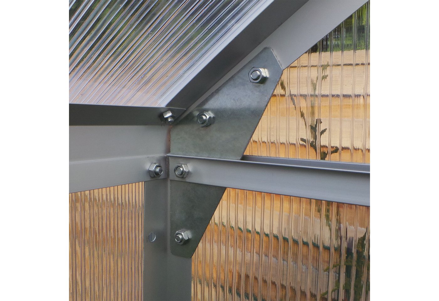 Plantiflex Gewächshaus mit Fundament, BxTxH: 250 x 310 x 205,00 cm, 6.00 mm Wandstärke, Aluminium - Garten Pflanzenhaus, Alu Treibhaus Tomatenhaus, inkl. Dachfe – Bild 4 von 5