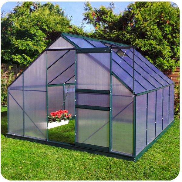 Plantiflex Gewächshaus mit Fundament, BxTxH: 250 x 310 x 205,00 cm, 6.00 mm Wandstärke, Aluminium - Garten Pflanzenhaus, Alu Treibhaus Tomatenhaus, inkl. Dachfe