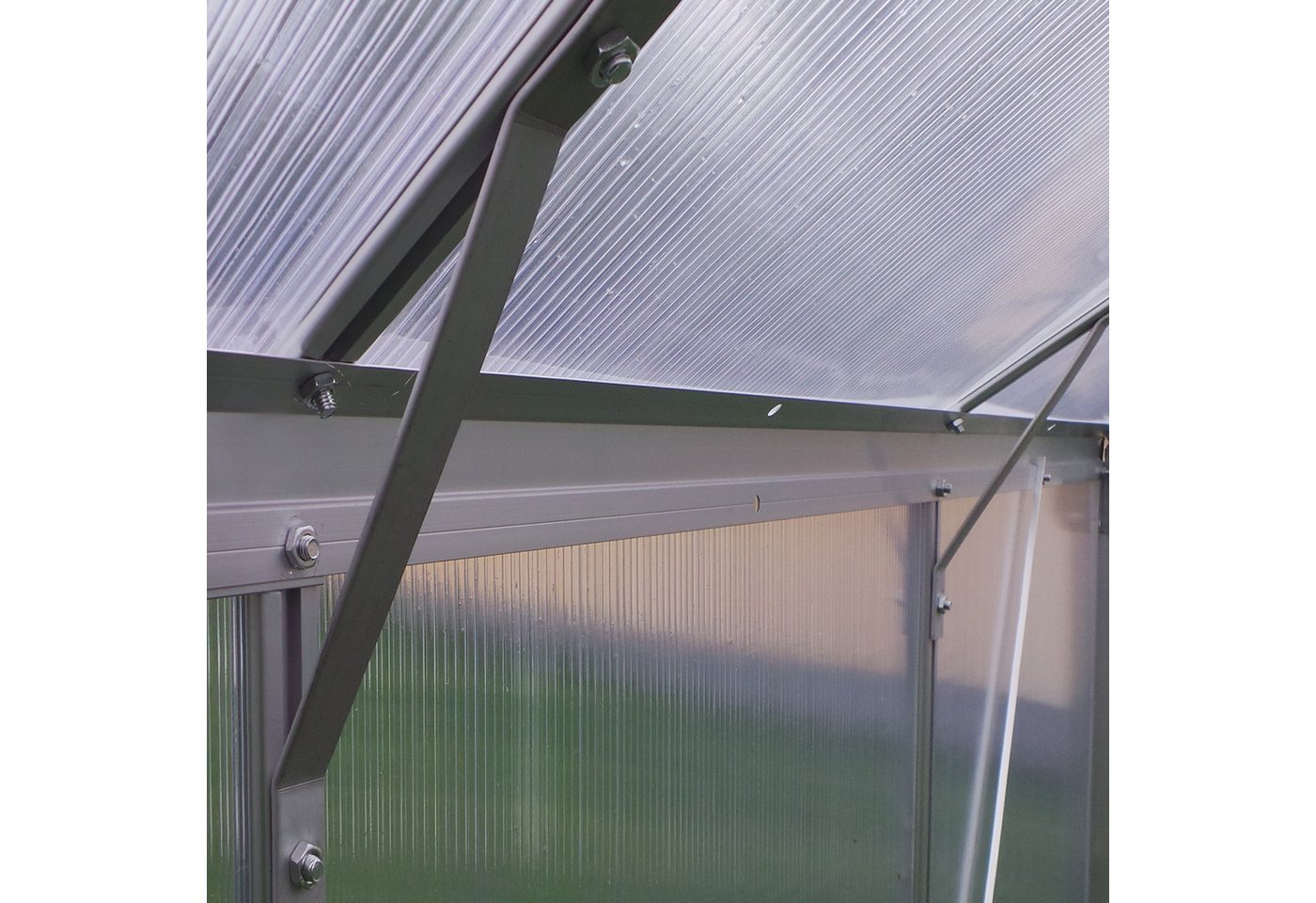 Plantiflex Gewächshaus mit Fundament, BxTxH: 250 x 310 x 205,00 cm, 6.00 mm Wandstärke, Aluminium - Garten Pflanzenhaus, Alu Treibhaus Tomatenhaus, inkl. Dachfe – Bild 5 von 5