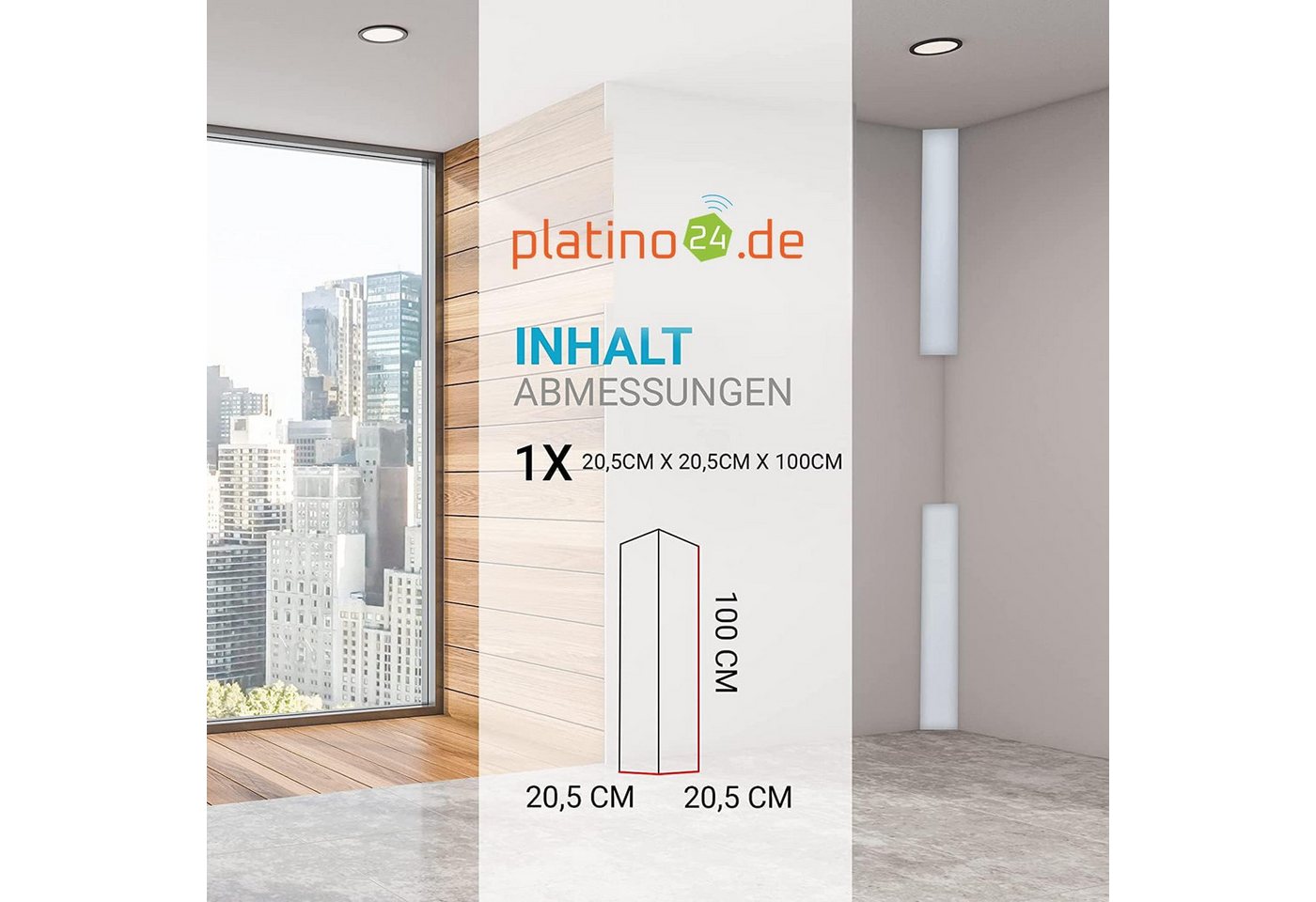 platino24 Akustikplatte Eckabsorber aus Basotect G+ je 20,5x20,5x100 cm, (1-St) – Bild 2 von 5