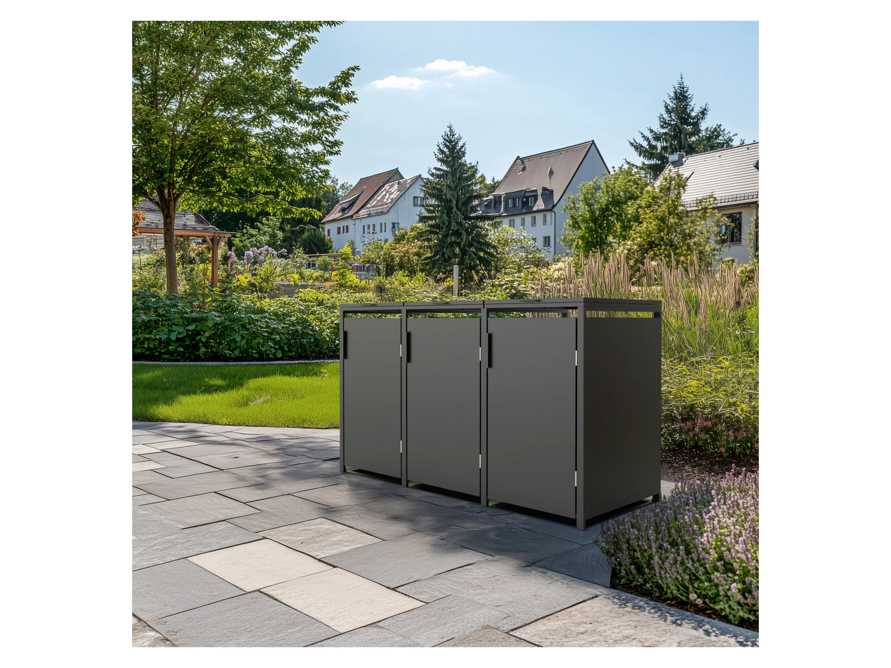 PLATS® Mülltonnenbox (ca. 198,5 x 80 x 116 cm, 3er, Anthrazit) – Bild 2 von 4