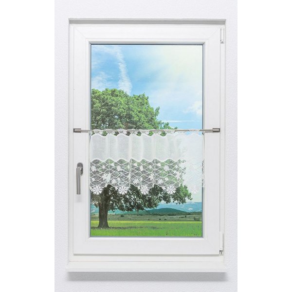 Plauener Spitze® Scheibengardine Blütenmeer (1 St), transparent, HxB 32x48cm