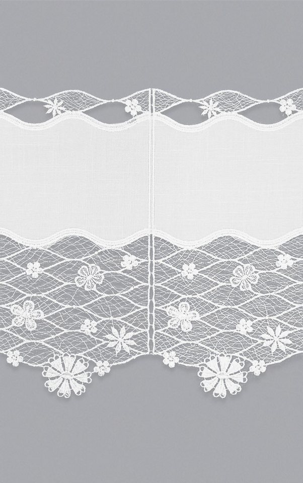 Plauener Spitze® Scheibengardine Blütenmeer (1 St), transparent, HxB 32x48cm – Bild 3 von 4