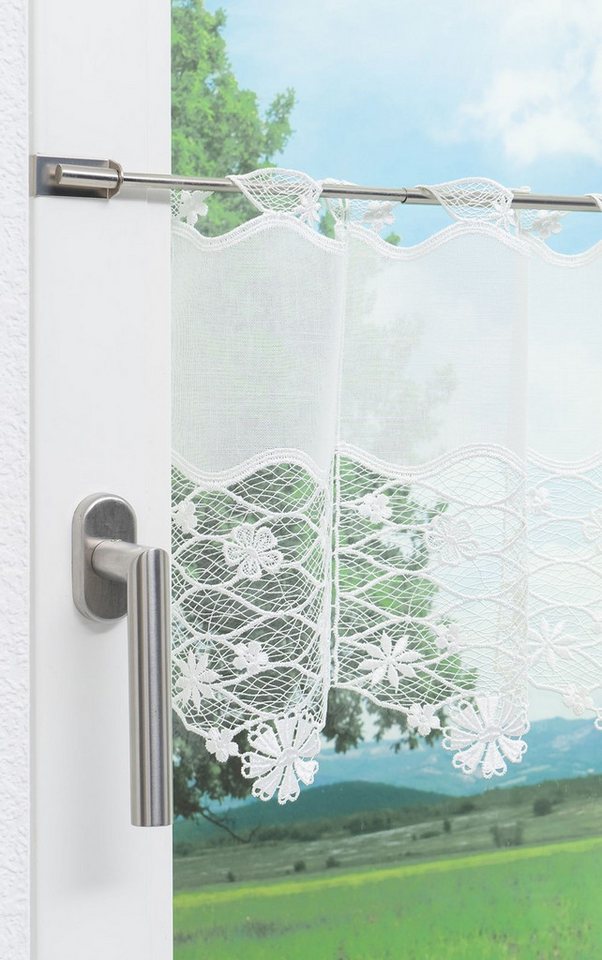 Plauener Spitze® Scheibengardine Blütenmeer (1 St), transparent, HxB 32x48cm – Bild 4 von 4