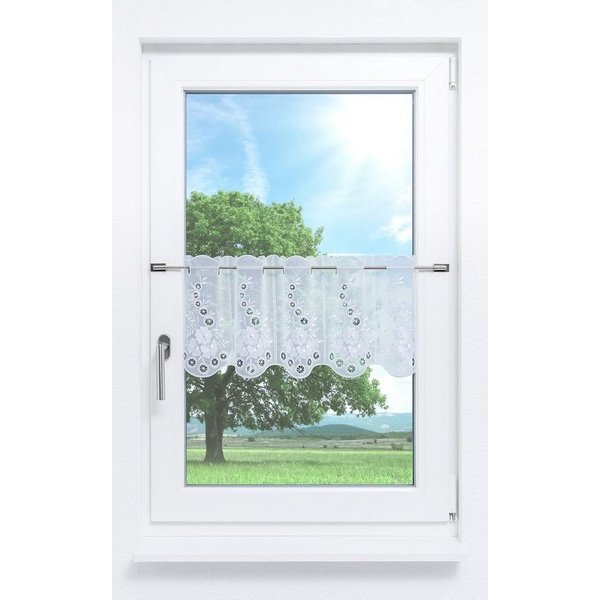 Plauener Spitze® Scheibengardine Blumenspiel (1 St), transparent, HxB 30x48.6cm