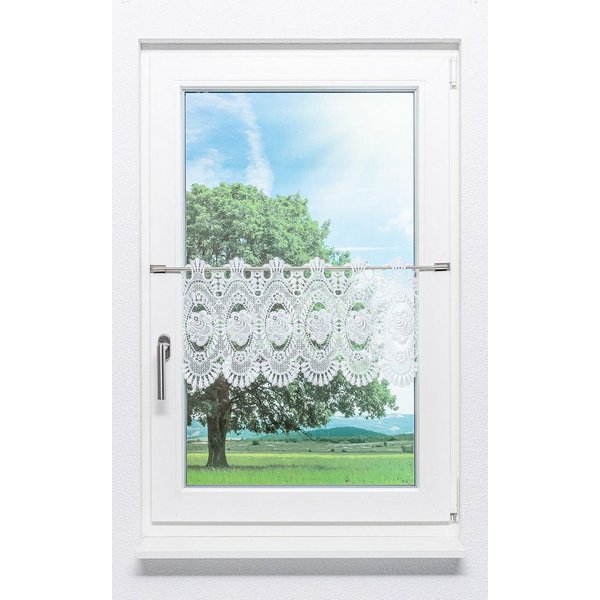 Plauener Spitze® Scheibengardine Blumenspitze (1 St), transparent, HxB 32x42cm