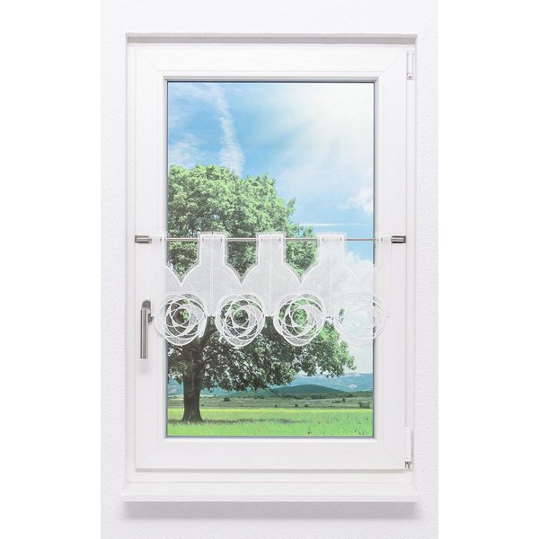 Plauener Spitze® Scheibengardine Circles (1 St), transparent, HxB 31x48cm