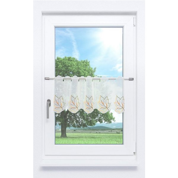 Plauener Spitze® Scheibengardine Herbstblätter (1 St), transparent, HxB 30x48cm