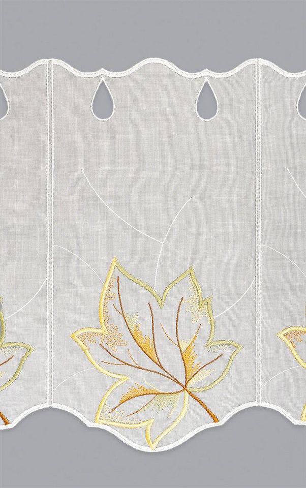 Plauener Spitze® Scheibengardine Herbstblätter (1 St), transparent, HxB 30x48cm – Bild 3 von 4
