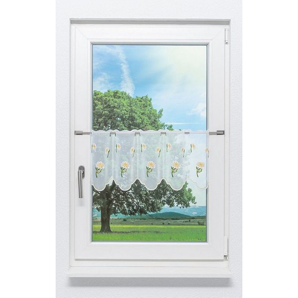 Plauener Spitze® Scheibengardine Margerite (1 St), transparent, HxB 30x48.9cm