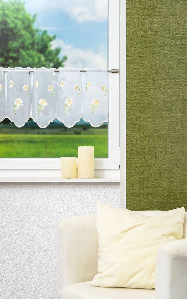 Plauener Spitze® Scheibengardine Margerite (1 St), transparent, HxB 30x48.9cm – Bild 2 von 5