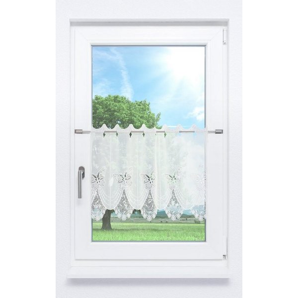 Plauener Spitze® Scheibengardine Tamar (1 St), transparent, HxB 47x48cm
