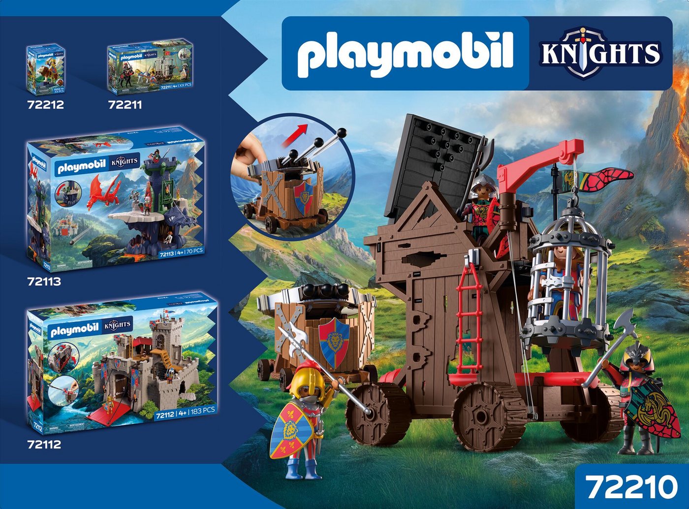 Playmobil® Angriffsturm Drachenritter (72210), Knights Konstruktions-Spielset, (107 St), Made in Europe – Bild 3 von 4