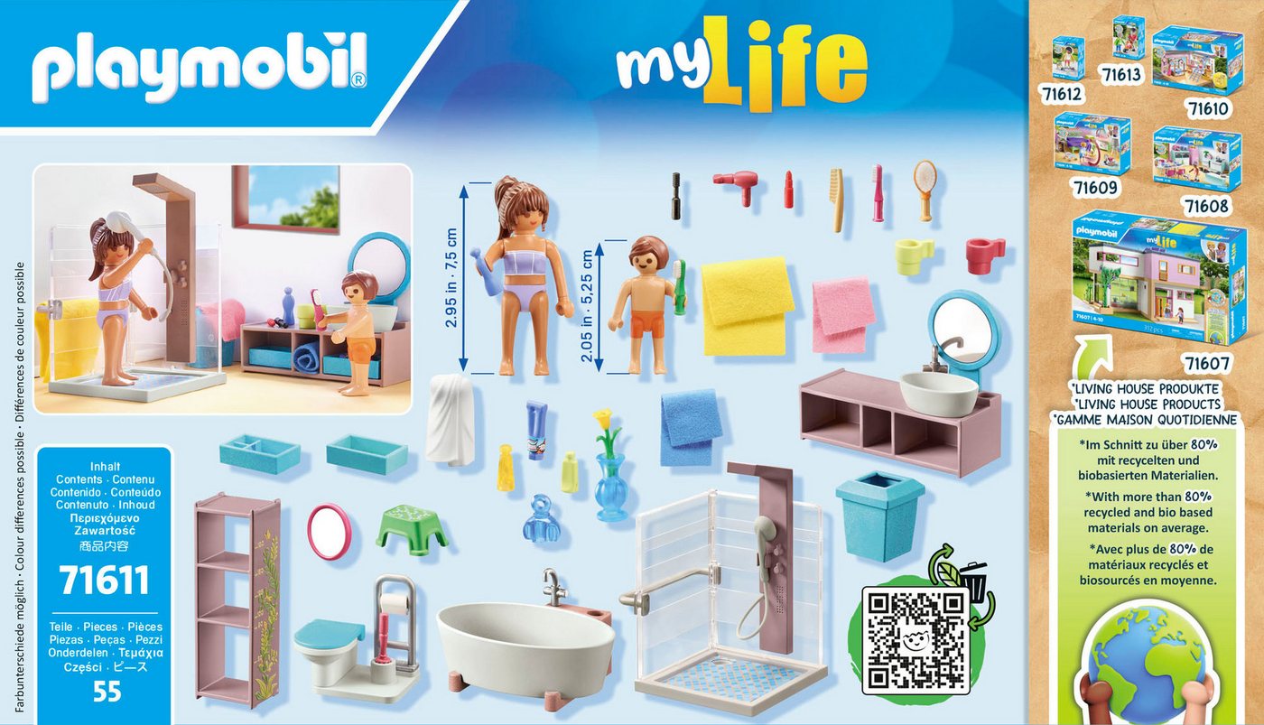 Playmobil® Badezimmer (71611), myLife Konstruktions-Spielset, (55 St), Made in Europe – Bild 5 von 5