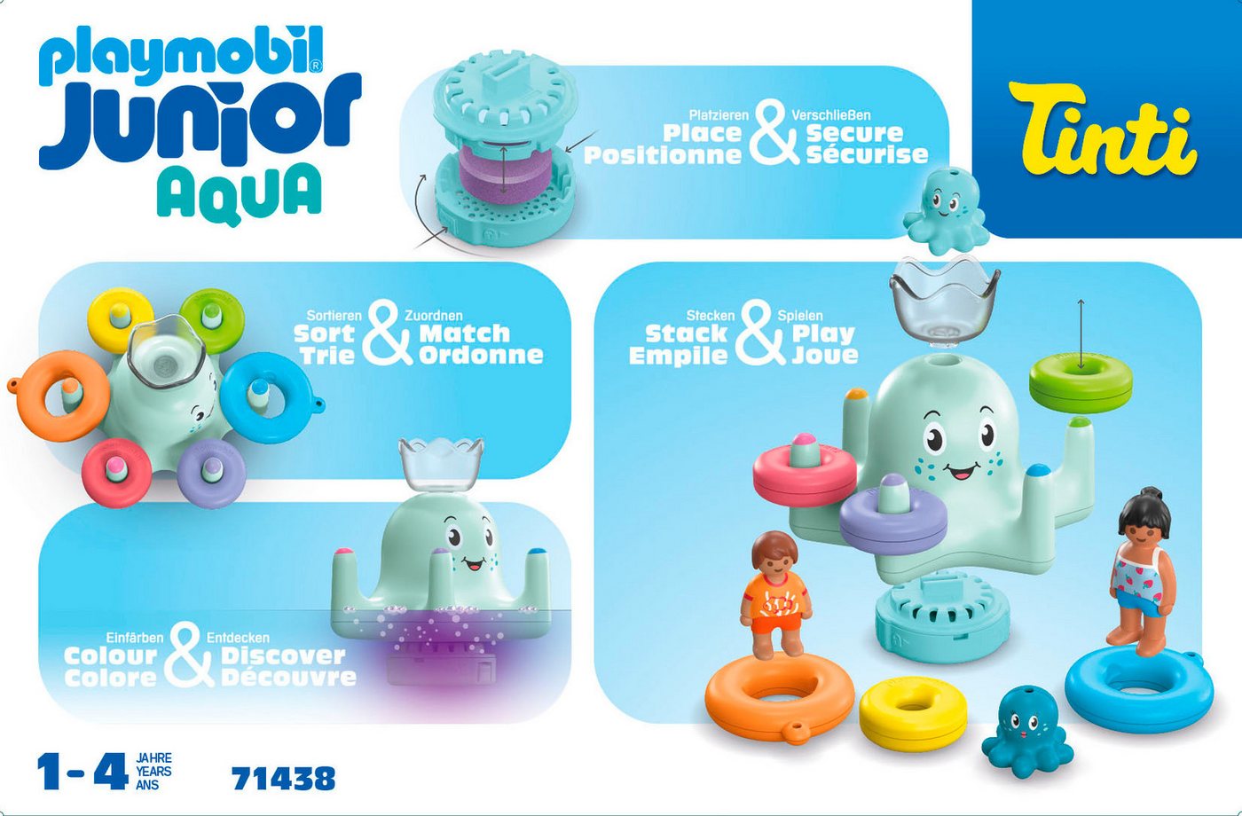 Playmobil® Bunter Tintenfisch, inkl. 3 Tinti-Badetabletten (71438) Konstruktions-Spielset, (17 St), JUNIOR AQUA & Tinti, Made in Europe – Bild 5 von 5