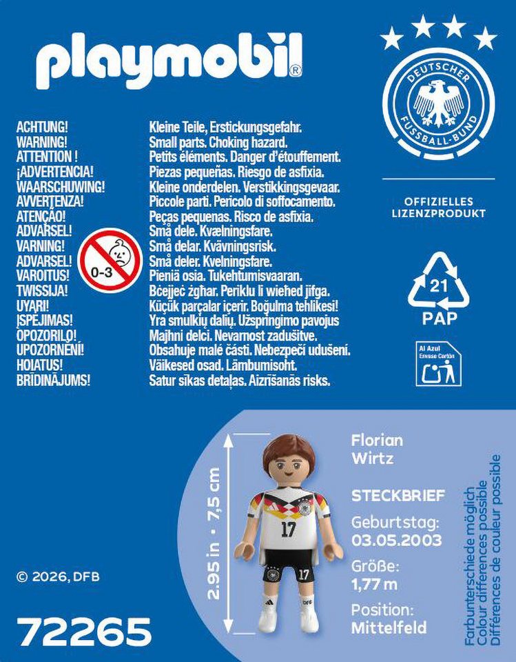 Playmobil® Florian Wirtz (72265), DFB Konstruktions-Spielset, Made in Europe – Bild 3 von 3