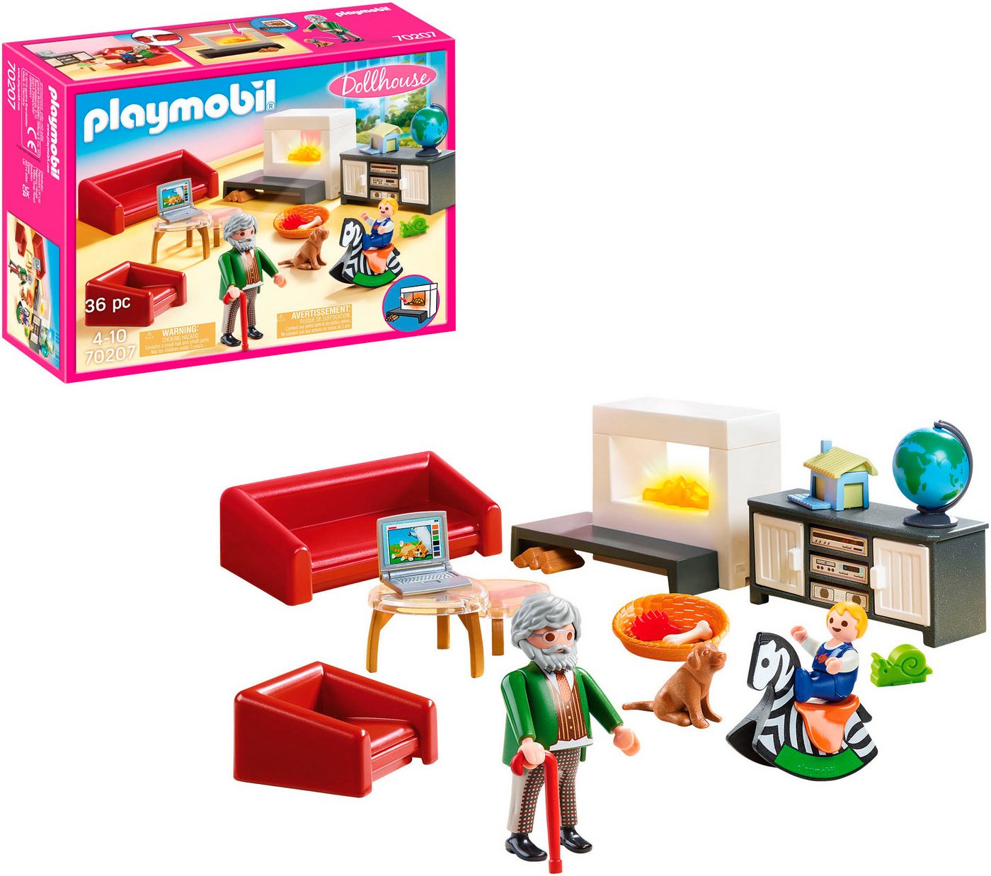 Playmobil® Gemütliches Wohnzimmer (70207), Dollhouse Konstruktions-Spielset, (36 St), Made in Germany – Bild 4 von 5