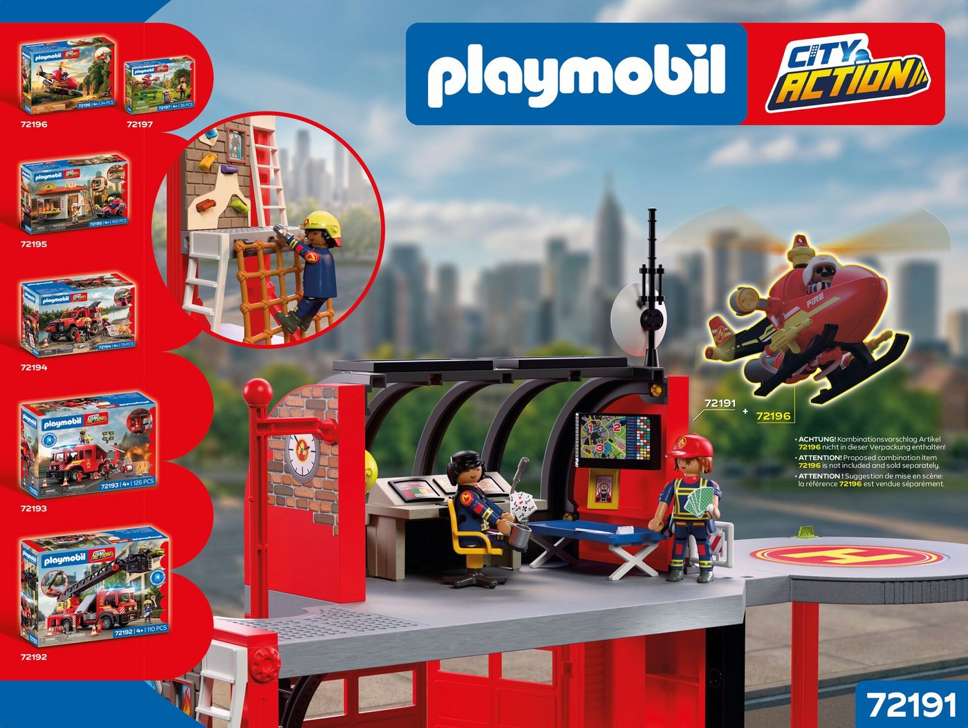 Playmobil® Große Feuerwehrstation (72191), City Action Konstruktions-Spielset, Made in Germany – Bild 3 von 4
