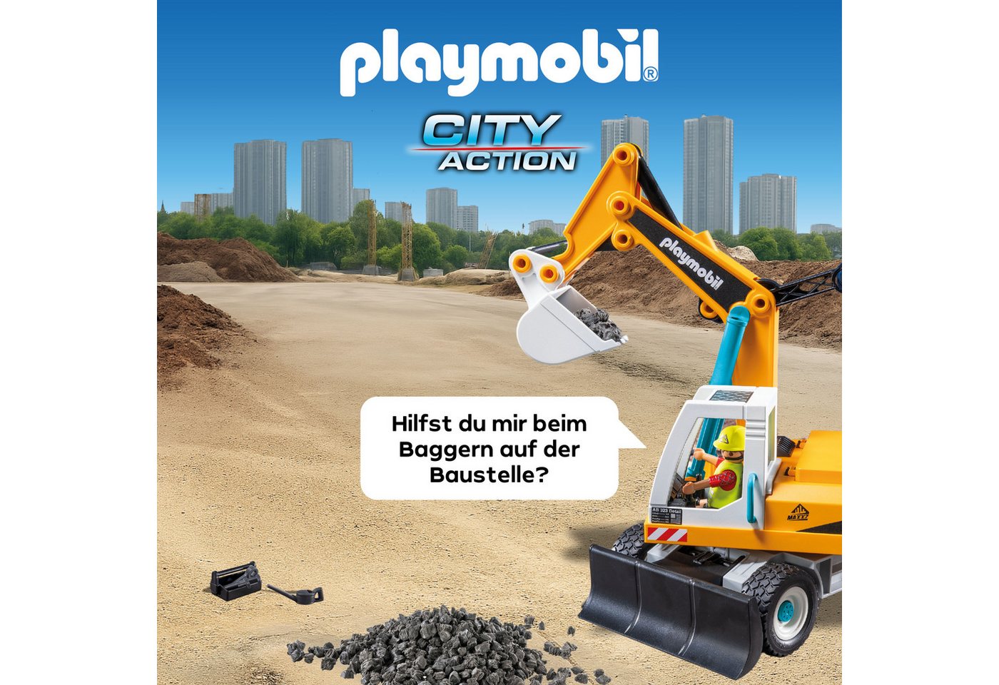 Playmobil® Großer Bagger (71749), Playmobil Action Heroes Konstruktions-Spielset, (32 St), Made in Germany – Bild 3 von 5