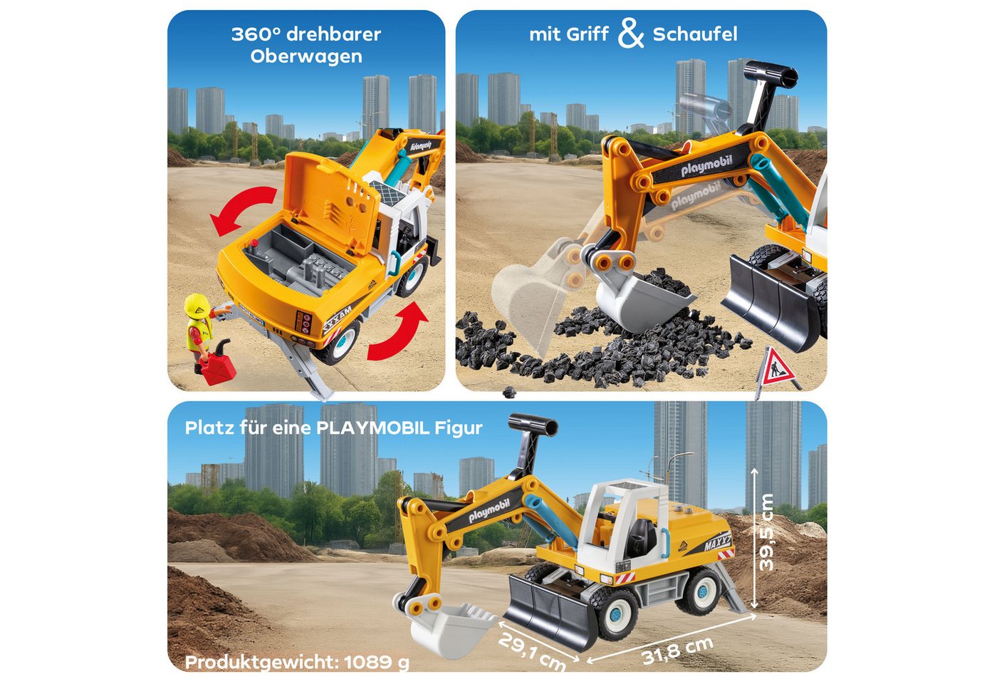 Playmobil® Großer Bagger (71749), Playmobil Action Heroes Konstruktions-Spielset, (32 St), Made in Germany – Bild 4 von 5