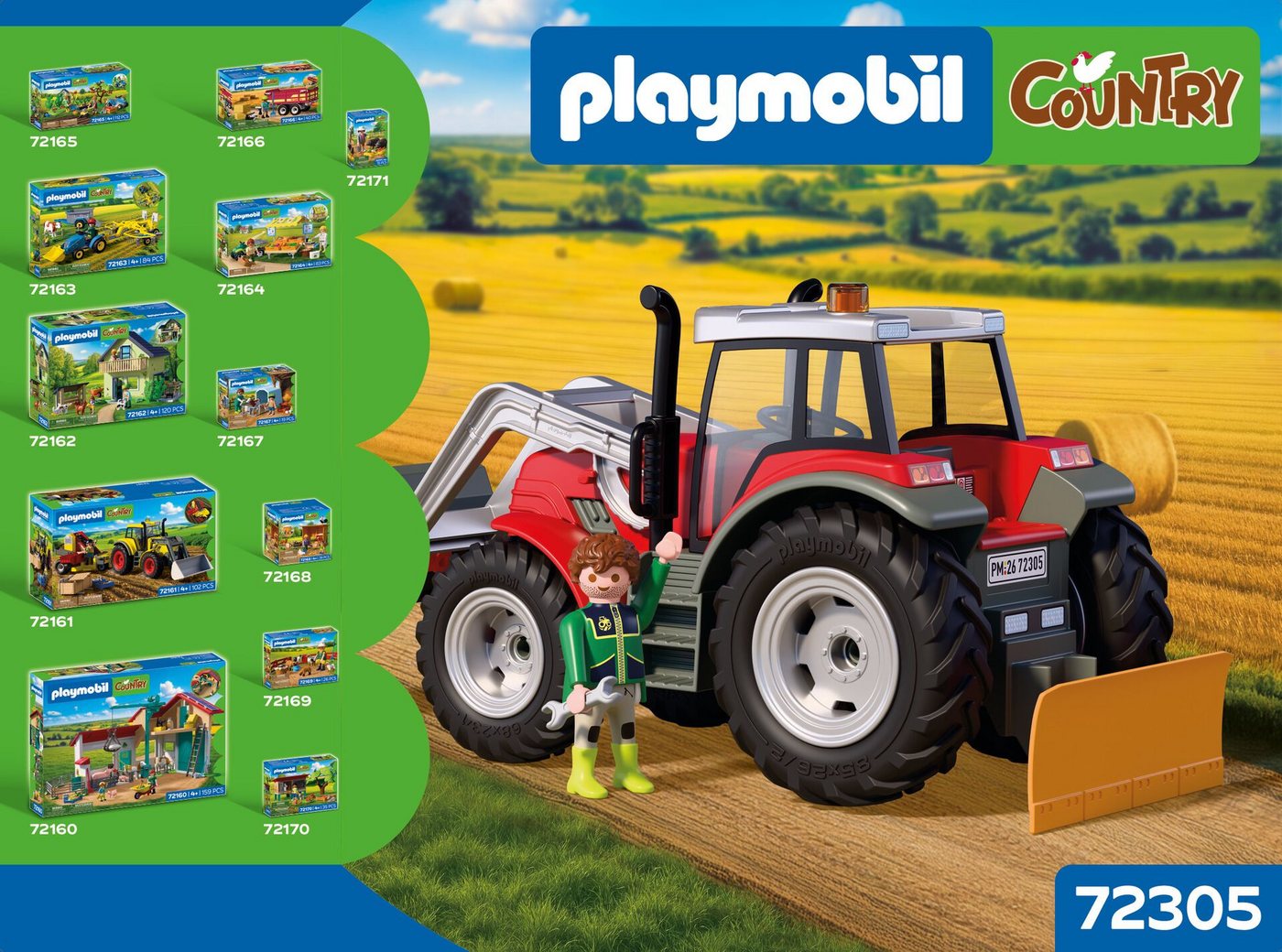 Playmobil® Großer Traktor mit Heuballen (72305), Country Konstruktions-Spielset, Made in Germany – Bild 3 von 4