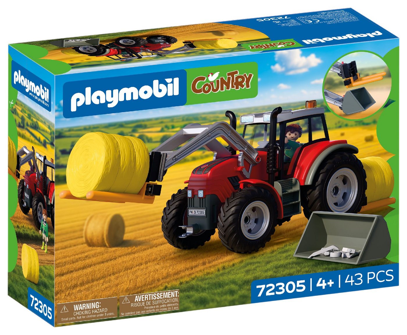 Playmobil® Großer Traktor mit Heuballen (72305), Country Konstruktions-Spielset, Made in Germany – Bild 4 von 4