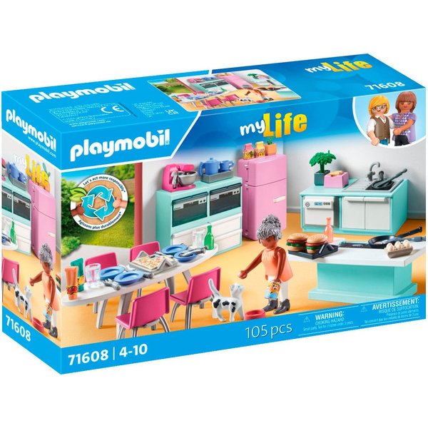 Playmobil® Küche mit Essplatz (71608), myLife Konstruktions-Spielset, (105 St), Made in Europe