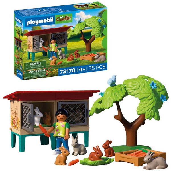 Playmobil® Ländlicher Kaninchenstall (72170), Country Konstruktions-Spielset, Made in Europe