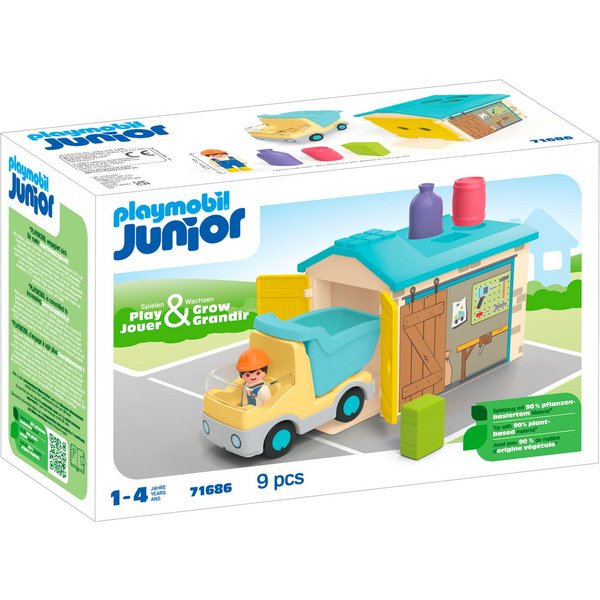 Playmobil® LKW mit Sortiergarage (71686), JUNIOR Konstruktions-Spielset, (9 St), Made in Europe