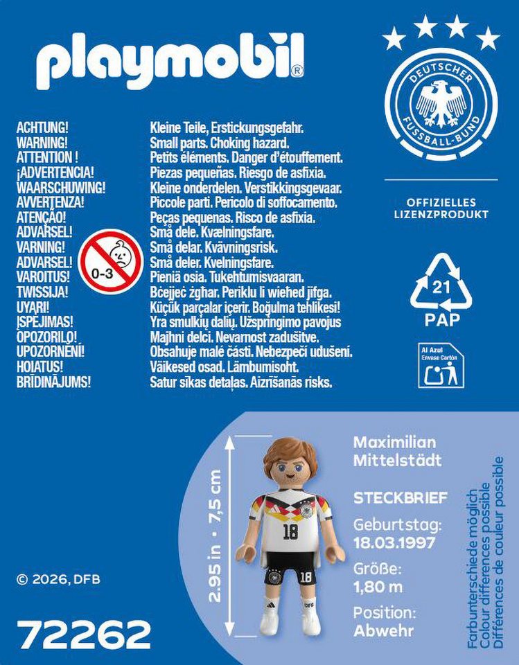 Playmobil® Maximilian Mittelstädt (72262), DFB Konstruktions-Spielset, Made in Europe – Bild 3 von 3