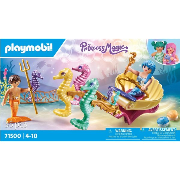 Playmobil® Meeresbewohner mit Seepferdchenkutsche (71500) Konstruktions-Spielset, (35 St), Playmobil Princess Magic, Made in Europe