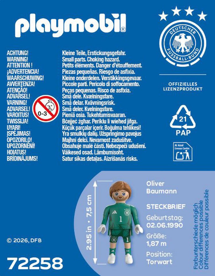 Playmobil® Oliver Baumann (72258), DFB Konstruktions-Spielset, Made in Europe – Bild 3 von 3