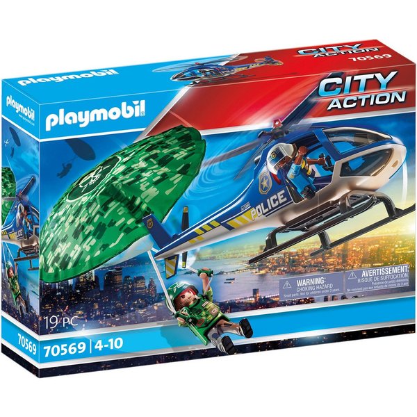 Playmobil® Polizei-Hubschrauber: Fallschirm-Verfolgung (70569), My Action Heroes Konstruktions-Spielset, (19 St), Made in Germany