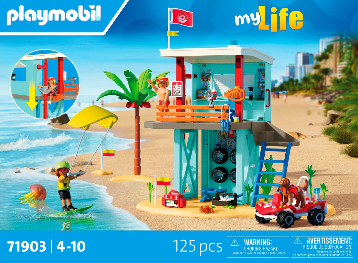 Playmobil® Rettungsturm mit Beach buggy (71903), My Life Konstruktions-Spielset, (125 St), Made in Europe – Bild 5 von 5