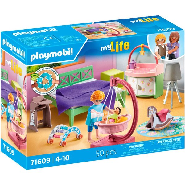 Playmobil® Schlafzimmer mit Babyspielecke (71609), myLife Konstruktions-Spielset, (50 St), Made in Europe