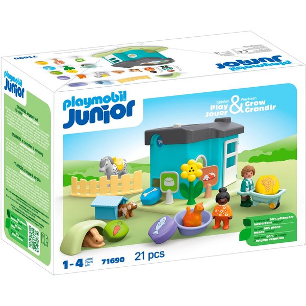 Playmobil® Tierpension mit Futterspender (71690), JUNIOR Konstruktions-Spielset, (21 St), Made in Europe